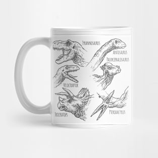 Dinosaurs Tyrannosaurus, Velociraptor, Triceratops, Pterodactyl. Mug